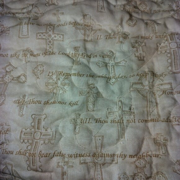 Christian Handmade Baby Quilt Floral Holy Cross Jesus Religious Ten Commandments - Picture 10 of 14